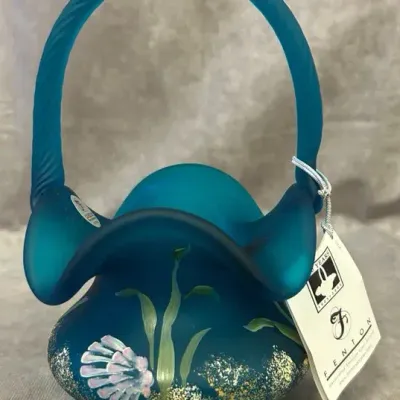 Fenton Glass "Ocean Life" Painted Basket 