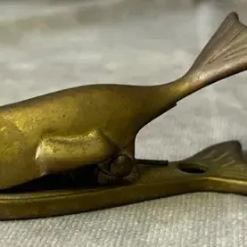 Brass Tone Metal Whale Figural Hinged Clip