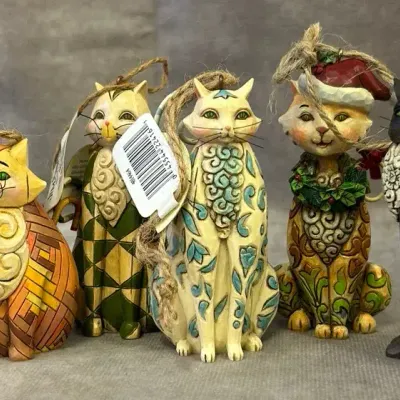 Jim Shore 6 Cat Christmas Ornament Set 