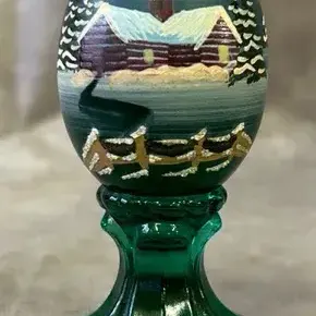 Vintage Fenton Glass Hand-Painted “Vermont Sky” Egg