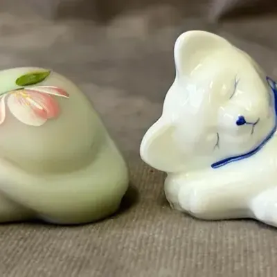 Fenton Glass Sleeping Cat Figures