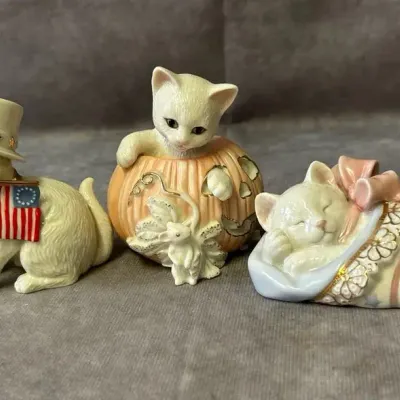Collection of Lenox Porcelain Decorative Cats 