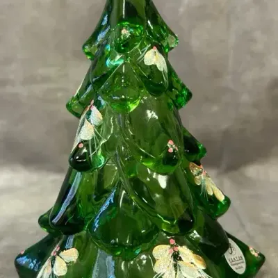 Fenton Glass Hand-Painted Christmas Tree