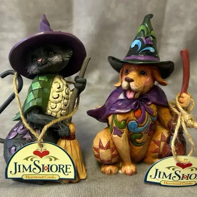 Pair of Jim Shore Halloween Animal Figures 