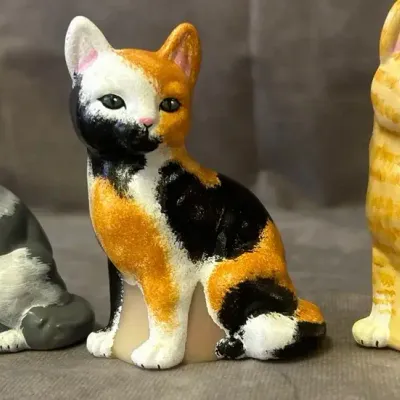 Fenton Glass Hand Painted Cat Trio 