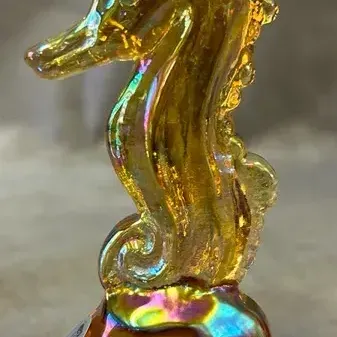 Fenton Glass Amber Seahorse Figurine