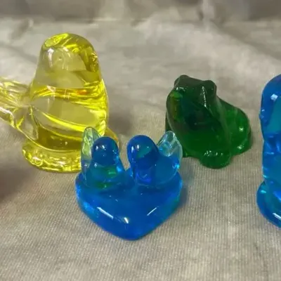 Vintage Ward Hand Blown Glass Birds & Frog 
