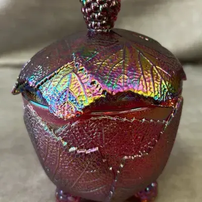 Fenton Carnival Glass Lidded Candy Box