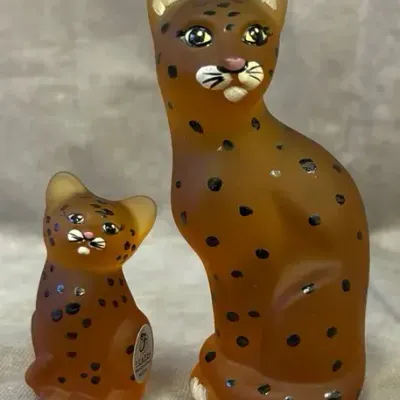 Fenton Glass Cheetah Figures 