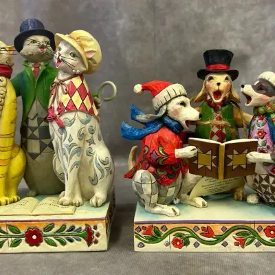 Jim Shore Caroling Canines & Cats Sculpture 
