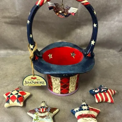 Jim Shore "Star Spangled Splendor" 5-Piece Patriotic Basket