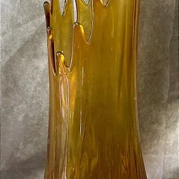 Vintage L.E. Smith Amber Glass Swung Stretch Floor Vase
