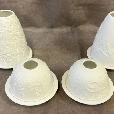 Four Sorelle Fine Porcelain Candle Holders 