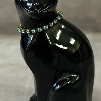 Fenton Glass MCM Black Cat Figurine