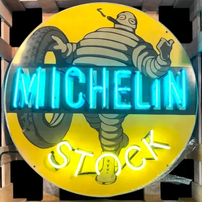 Sale Photo Thumbnail #60: 24" Michelin Man Stock Tires Neon Porcelain Can
