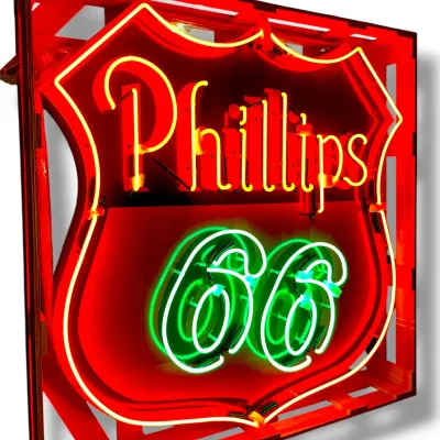 Sale Photo Thumbnail #70: 48" Phillips 66 Shield Neon Porcelain Sign - Third View
