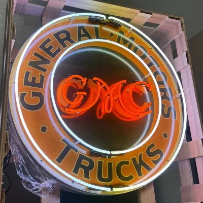 Sale Photo Thumbnail #59: 24" GMC Trucks General Motors Neon Porcelain Can