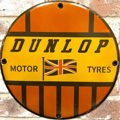 Sale Photo Thumbnail #46: 12" Dunlop British Motor Tyres Porcelain Sign