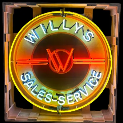 Sale Photo Thumbnail #62: 36" Willys Sales-Service Neon Porcelain Can - Second View