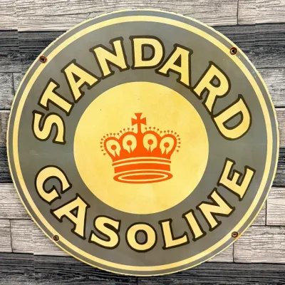Sale Photo Thumbnail #43: 24" Standard Red Crown Gasoline Porcelain Sign