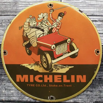 Sale Photo Thumbnail #73: Michelin Tyre Co. Stoke On Trent Porcelain Sign - Second View