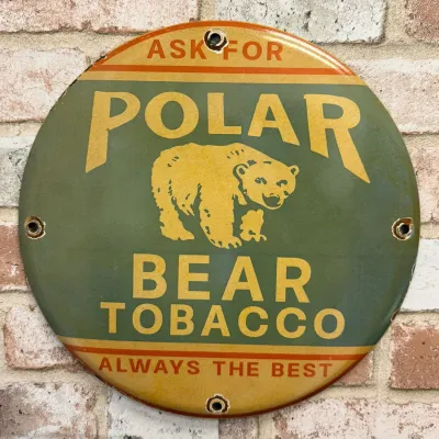 Sale Photo Thumbnail #55: Polar Bear Tobacco Porcelain Sign - Second View