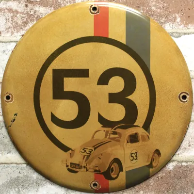 Sale Photo Thumbnail #57: 12" Herbie Volkswagen 53 Porcelain Sign