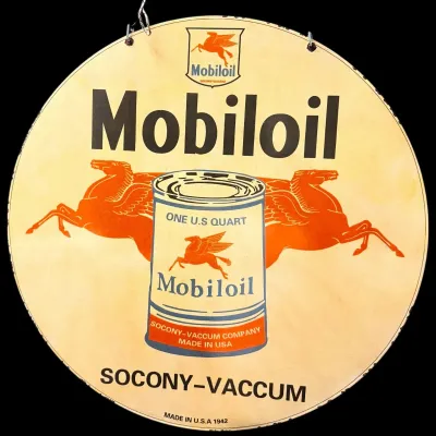 Sale Photo Thumbnail #28: Mobiloil Socony-Vacuum Porcelain Sign