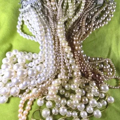 Vintage Faux Pearl Necklaces With Ornate Clasps 