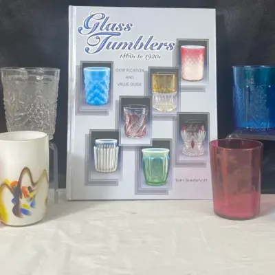 Vintage Assorted Glass Tumblers Lot with Collector's Guide Book