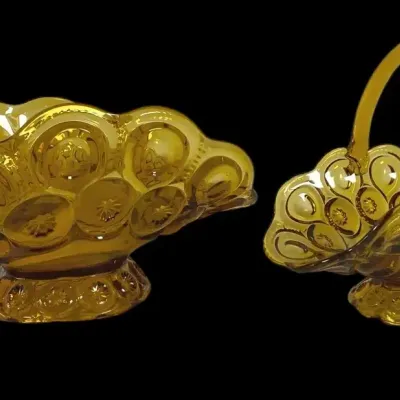 Amber Glass ‘Moon & Star’ Banana Boat And Basket