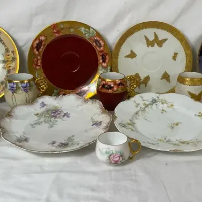 Vintage Limoges & Haviland France Porcelain Plates & Demitasse Cups Lot 