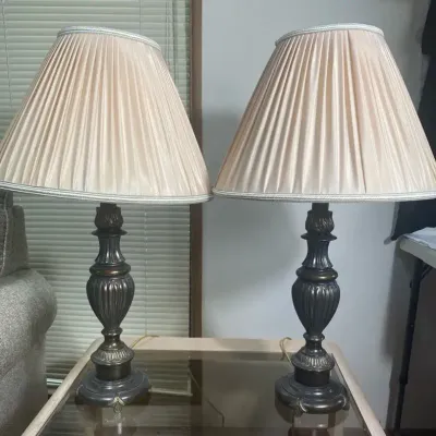Heavy Bronze Tone Table Lamps 