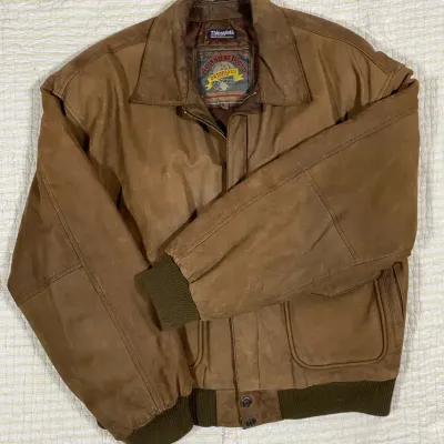 Vintage Wilsons Brown Leather Bomber Style Coat - XL