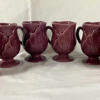 6 Vintage Metlox Poppytrail Cabbage Ceramic Mugs