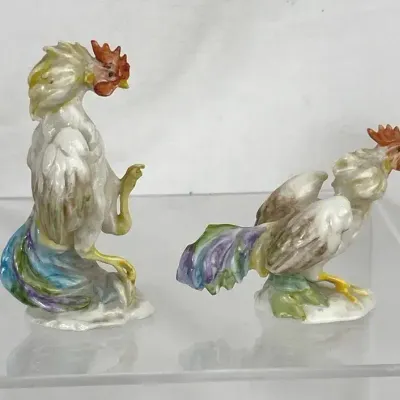 Crown Staffordshire J. T. Jones Miniature Rooster’s (2)