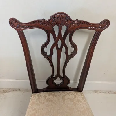 Pair of Vintage Chippendale Style Carved Side Chairs