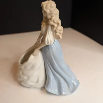 House Of Lloyd 1994 Blonde Girl Maiden Porcelain Figurine Potpourri Planter Stands No Box 7" Tall #83