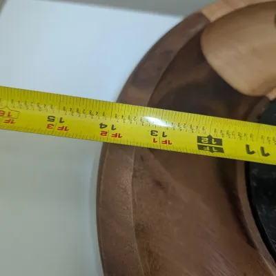 Nambé Wooden Chip and Dip Serving Platter with Stone Center Insert
