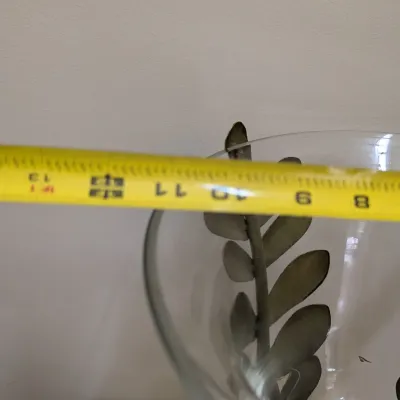 Decorative Glass Hurricane Vase in Wrought Metal Leaf Stand
