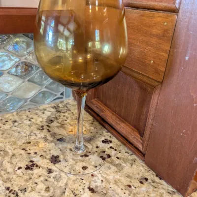 4 - Hand Blown Amber Golden Luster Balloon Wine Glasses From The Pier 1 Collection #1