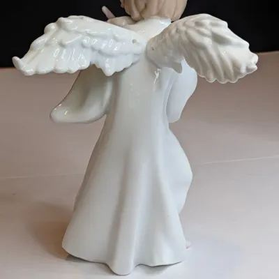 8" Angel Statue With Expansive Wings Playing The Violin No Box #41