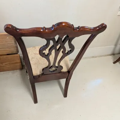Pair of Vintage Chippendale Style Carved Side Chairs