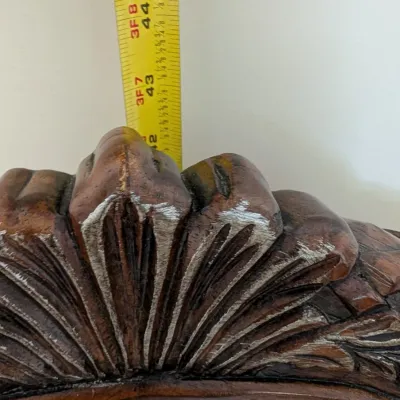 Ornate Carved Wood Armchair with Diamond Upholstery