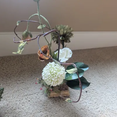 Pair of Faux Floral & Botanical Centerpieces in Bases