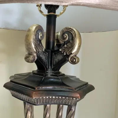 Traditional Style Table Lamp with Pleated Fabric Shade