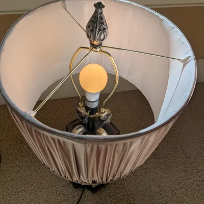 Traditional Style Table Lamp with Pleated Fabric Shade
