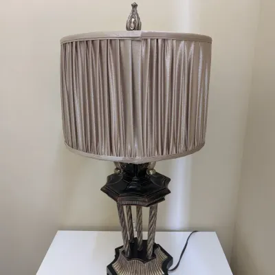 Traditional Style Table Lamp with Pleated Fabric Shade