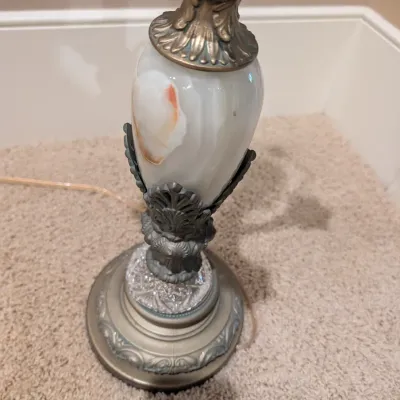 Vintage Ornate Candelabra Style Table Lamp with Marble Base Accent