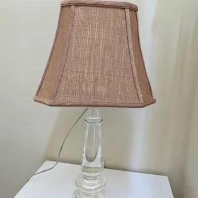 Clear Glass Table Lamp with Fabric Softback Shade